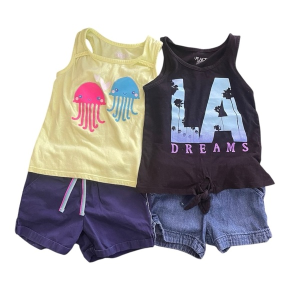 Cat & Jack Other - 2 Cat & Jack shorts, 2 tank Tops 1 Black and 1 Yellow Vibrant Graphics Size: 5T